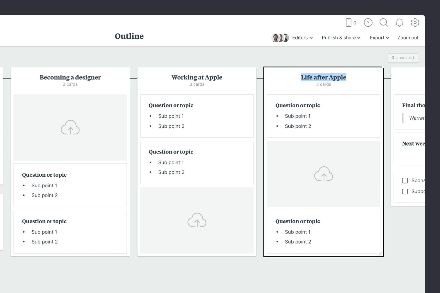 Podcast outline empty template